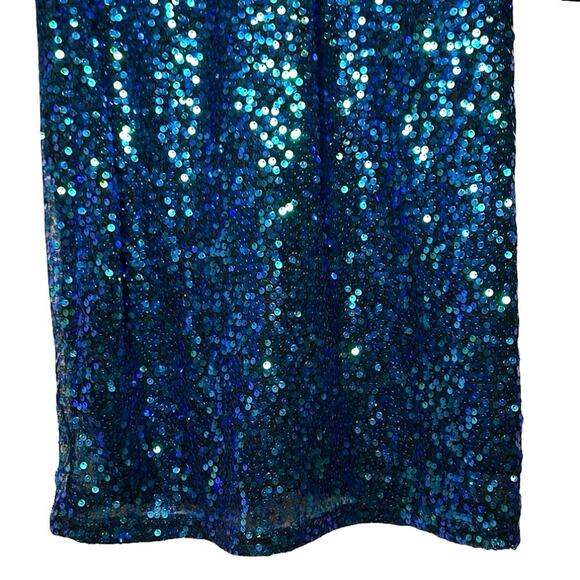 H&M Women’s Iridescent Sequined Mini Dress Blue/Green Size Medium - Picture 5 of 8